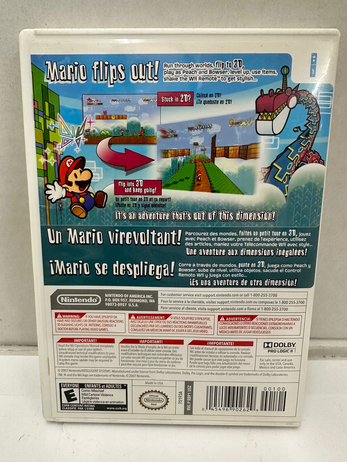 Super Paper Mario Nintendo Selects Wii Video Game Complete tested
