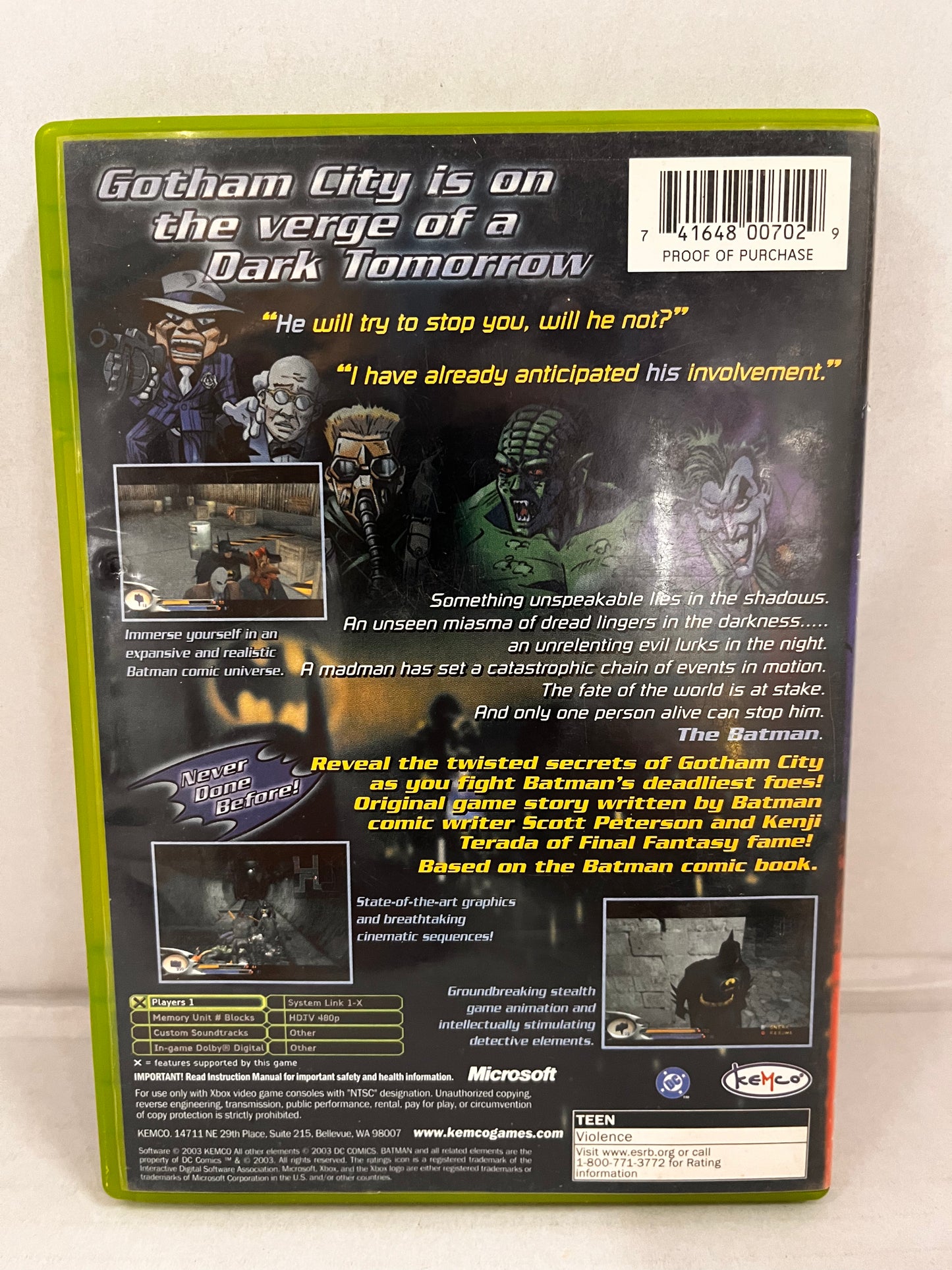 Batman: Dark Tomorrow - Xbox (CIB) Not Tested