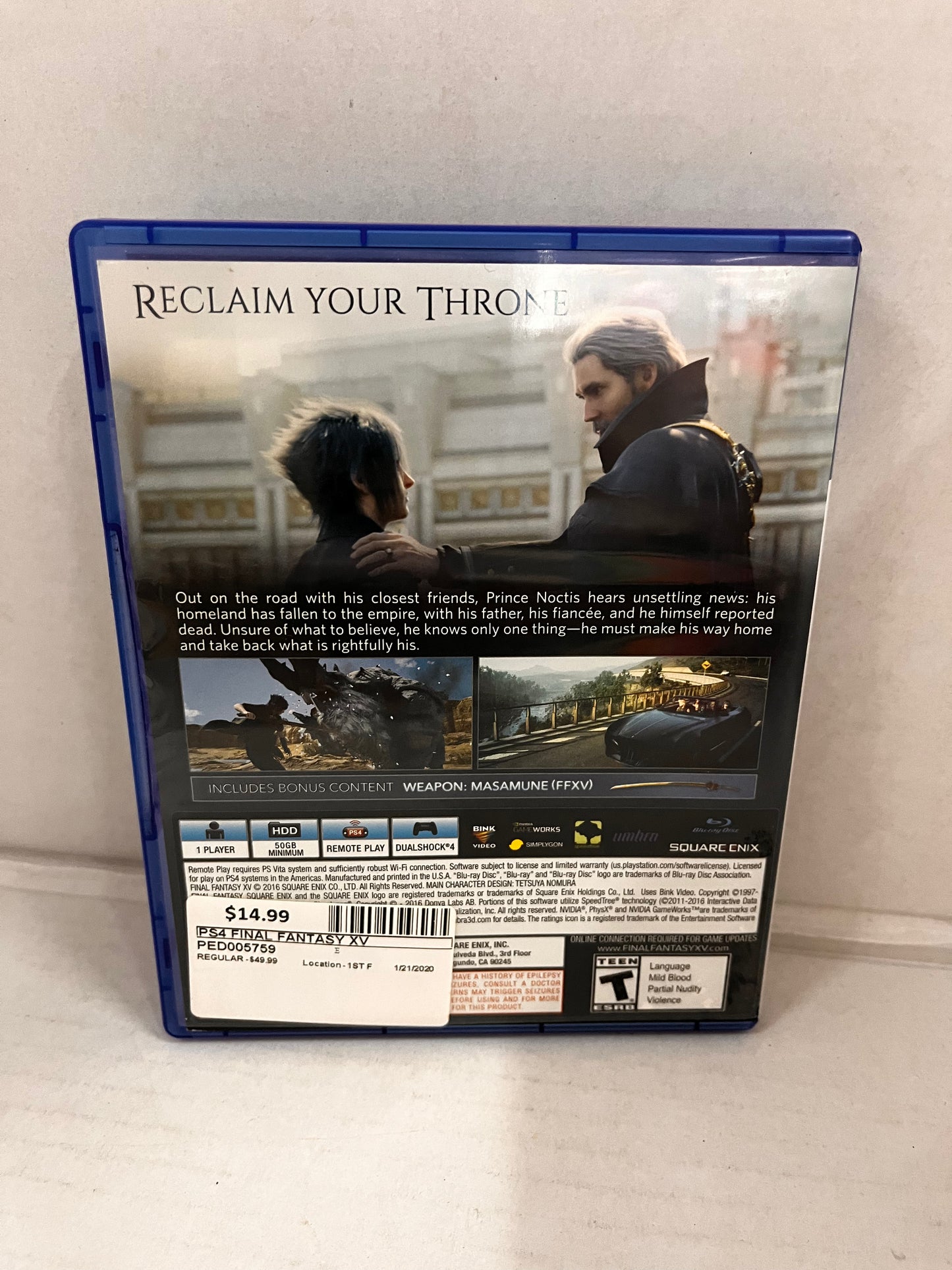 Final Fantasy XV 15 Day One Edition PlayStation 4 PS4 Complete Not Tested