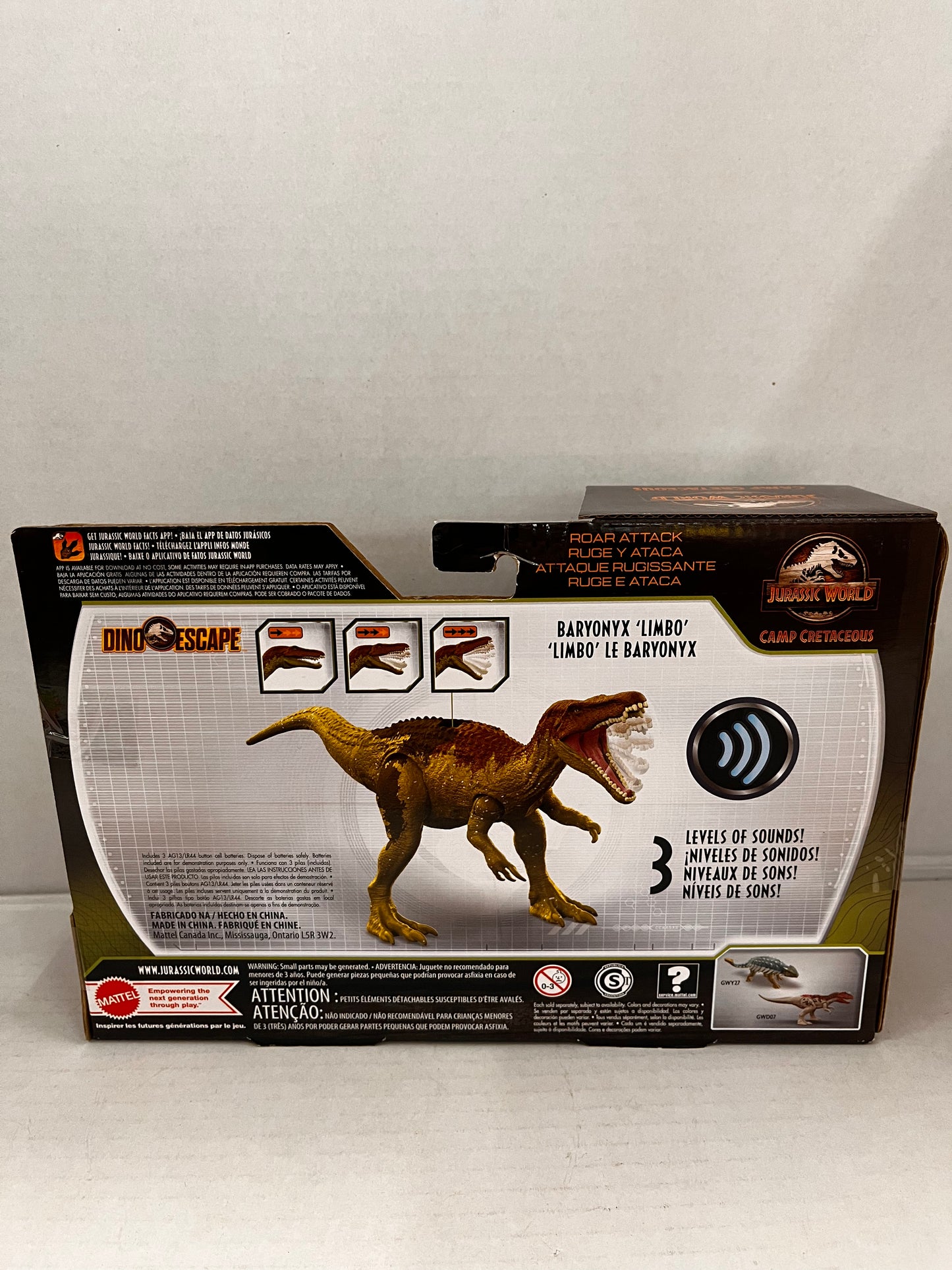 2021 Mattel Jurassic World Dino Escape Roar Attack Baryonyx 'Limbo' Dinosaur