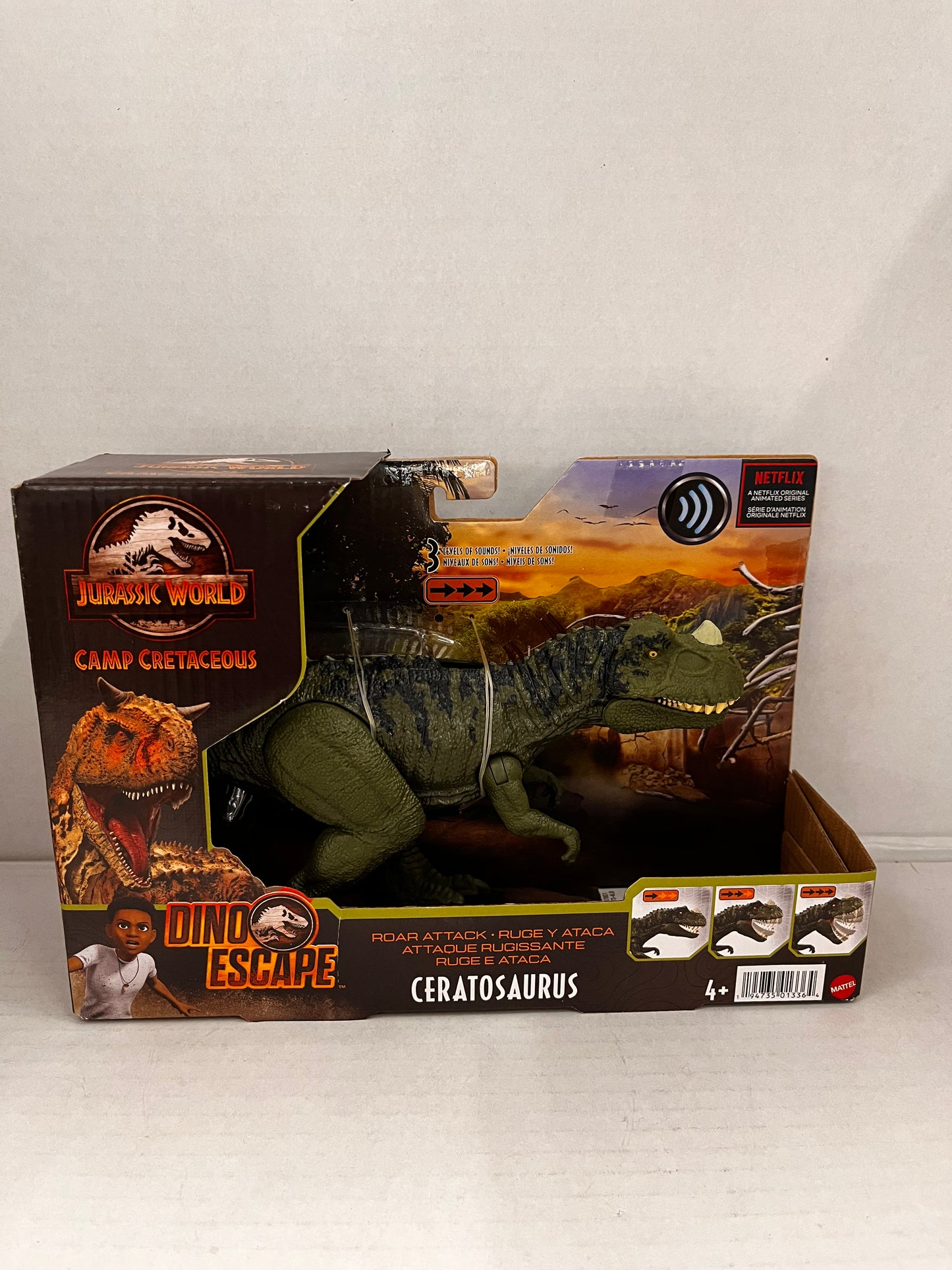 Jurassic World Camp Cretaceous Dino Escape ROAR ATTACK CERATOSAURUS GREEN MATTEL