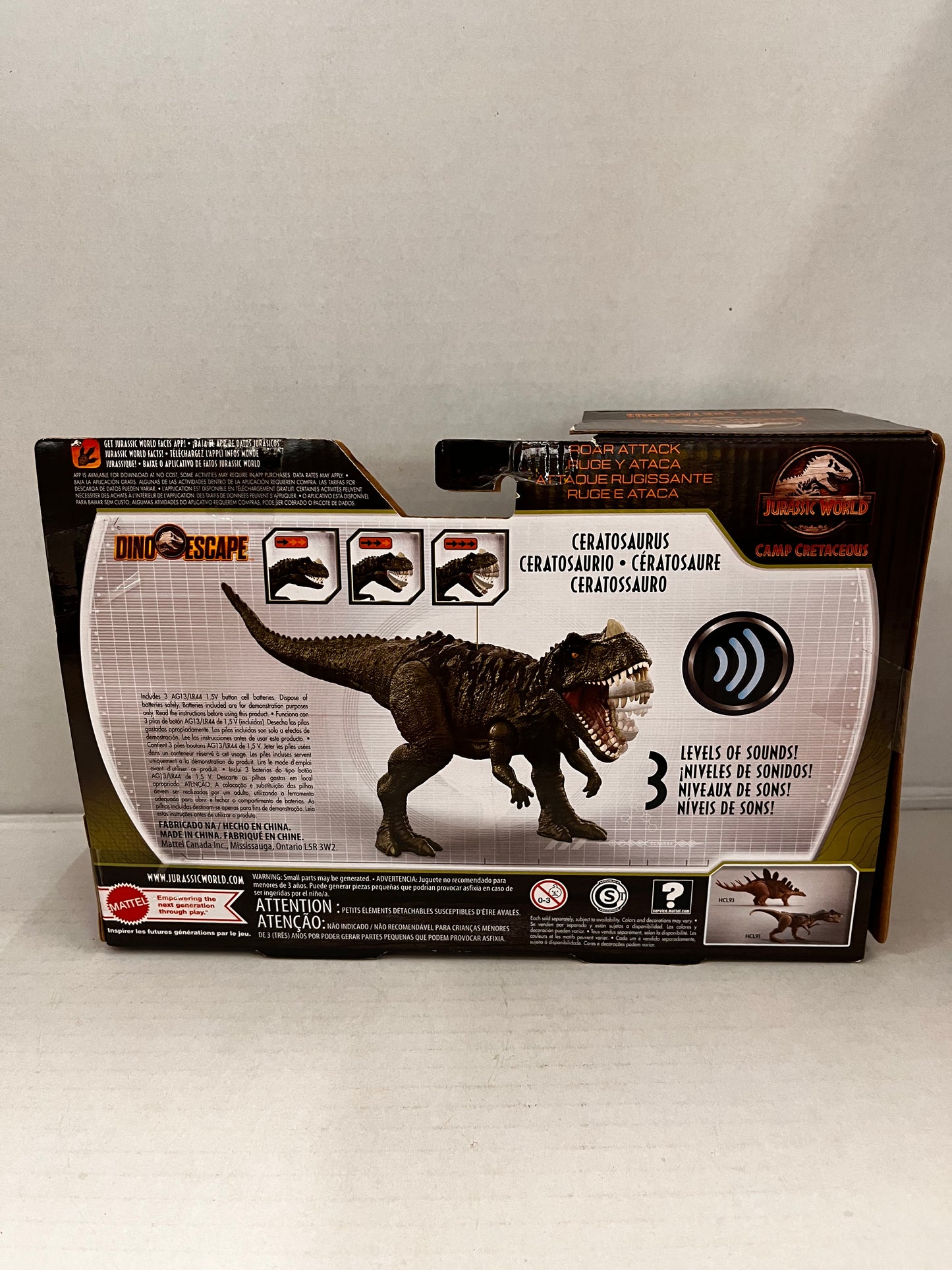 Jurassic World Camp Cretaceous Dino Escape ROAR ATTACK CERATOSAURUS GREEN MATTEL