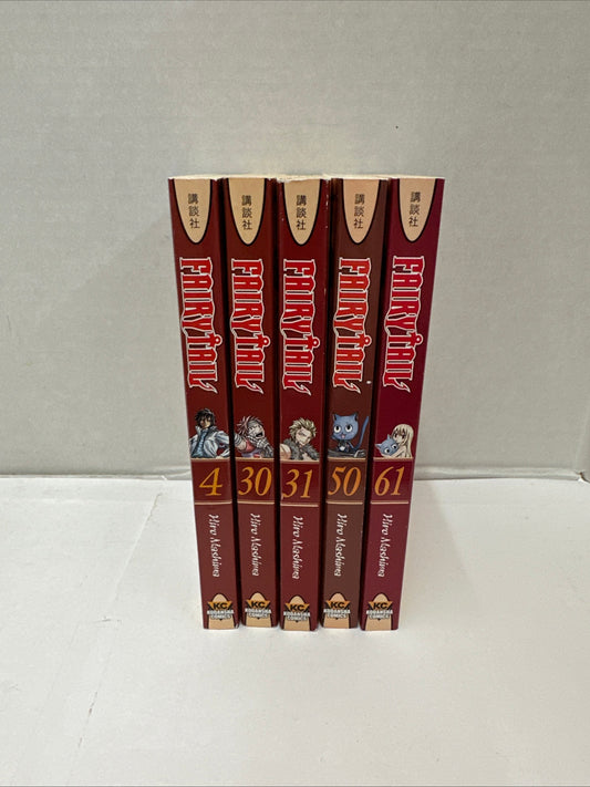Set of 5 Assorted Fairy Tail English Comic Manga Vol. 4, 30, 31, 50, 61