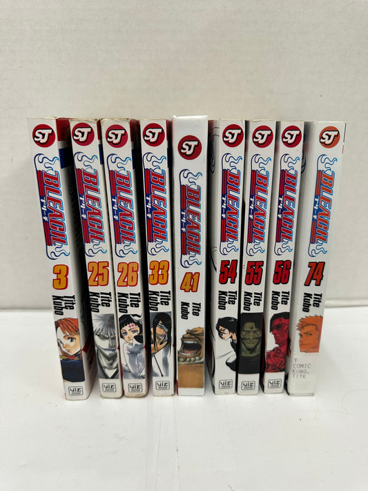 Bleach Volumes 3, 25, 26, 33, 41, 54-56, 74 Tite Kubo Manga - Lot Of 9