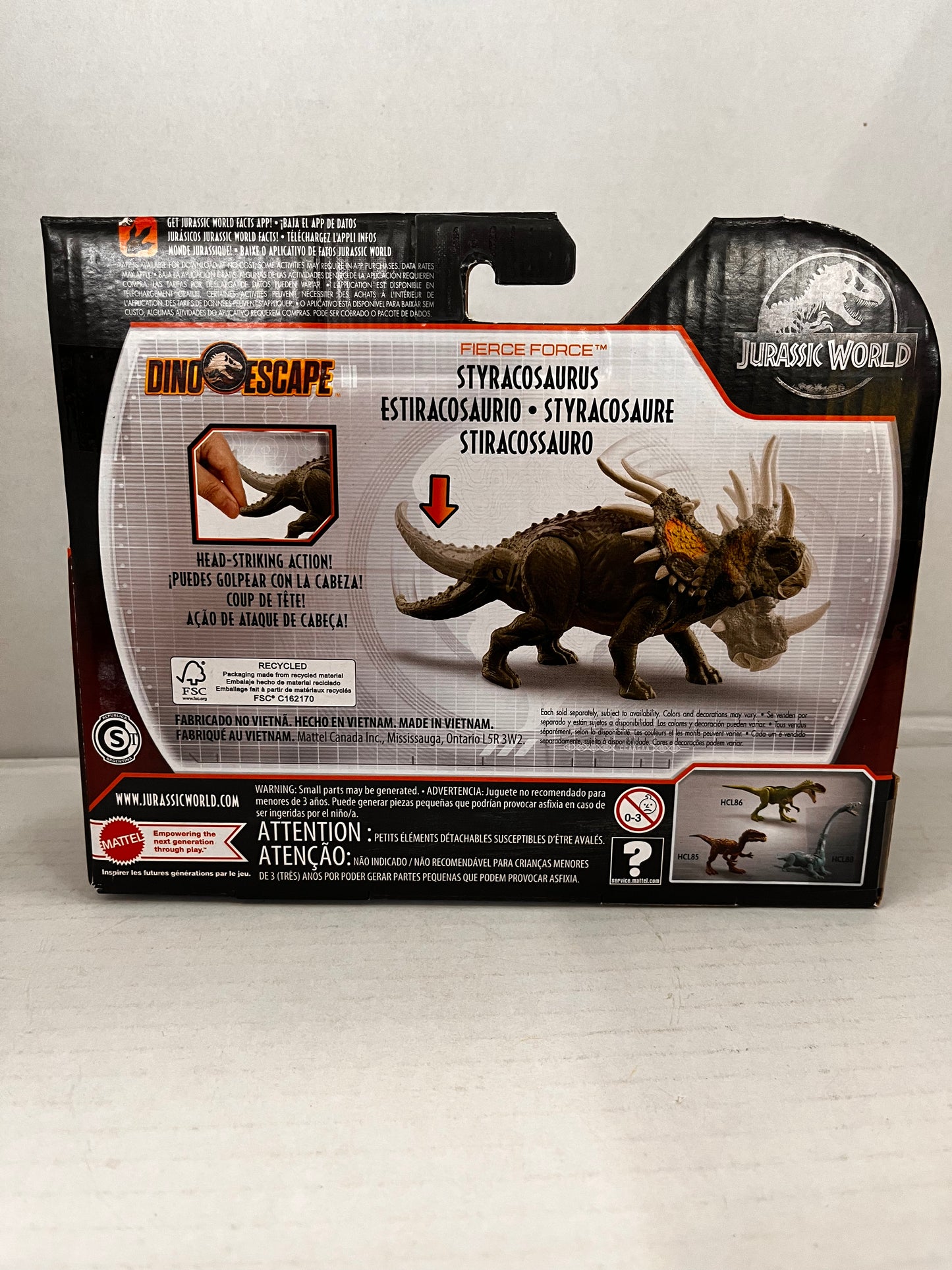 MATTEL Jurassic World Fierce Force Styracosaurus Dino Escape