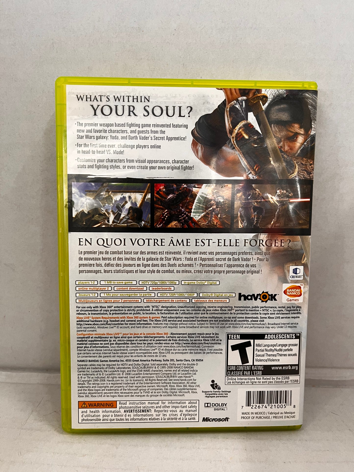 Soul Calibur IV 4 (Microsoft Xbox 360, 2008) XBOX360 Complete With Manual