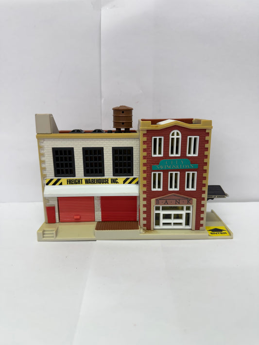 VTG 1990 Galoob Micro Machines Building Freight Warehouse & Bank Playset