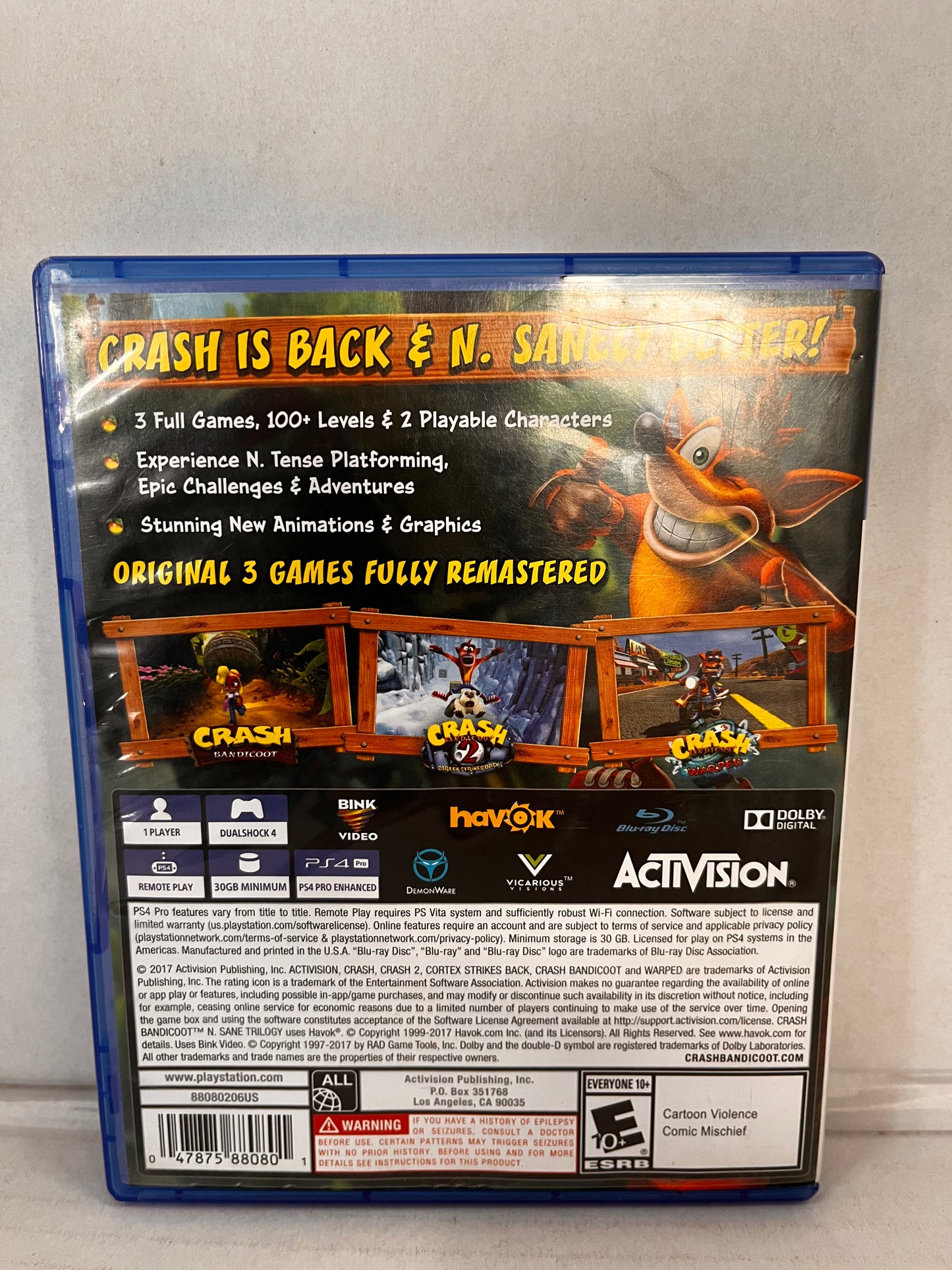 Crash Bandicoot N. Sane Trilogy (Sony PlayStation 4 PS4, 2017)