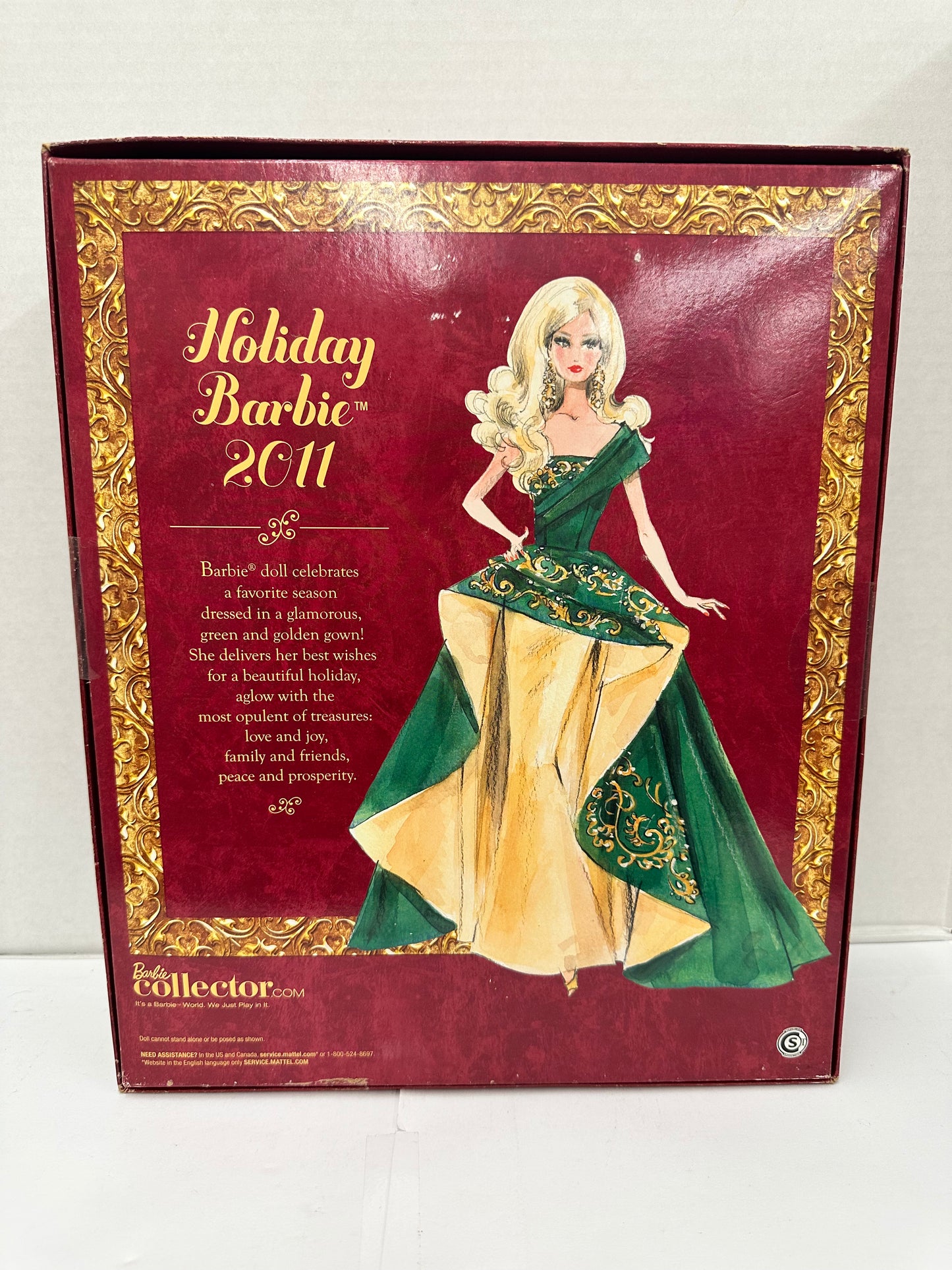 MATTEL HOLIDAY BARBIE DOLL GREEN GOWN COLLECTOR