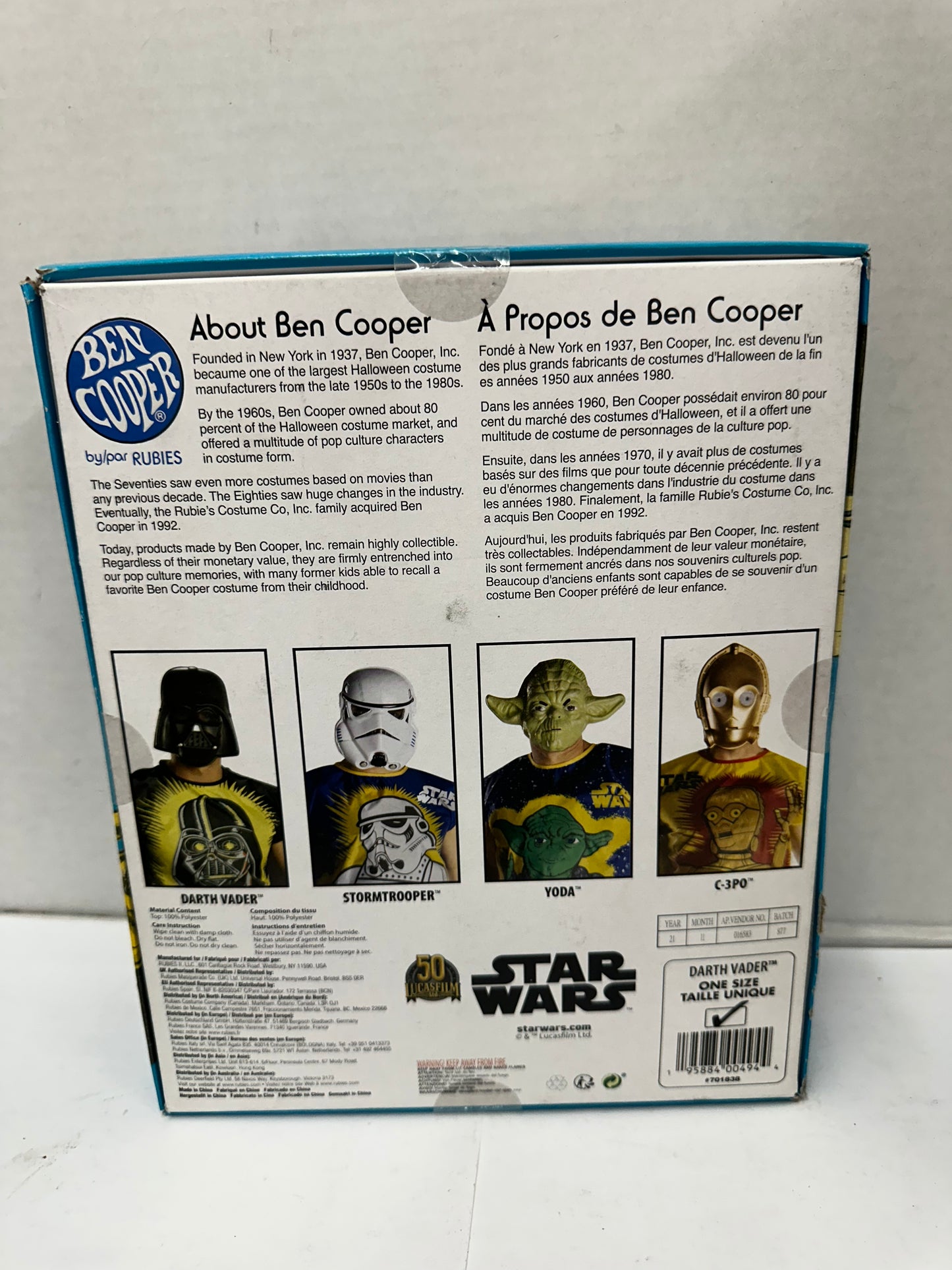Ben Cooper Star Wars Adult Darth Vader Mask Limited Edition By Rubies