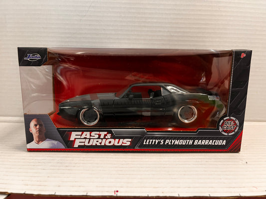 PLYMOUTH BARRACUDA LETTY'S BLACK FAST AND THE FURIOUS 1:24  Jada