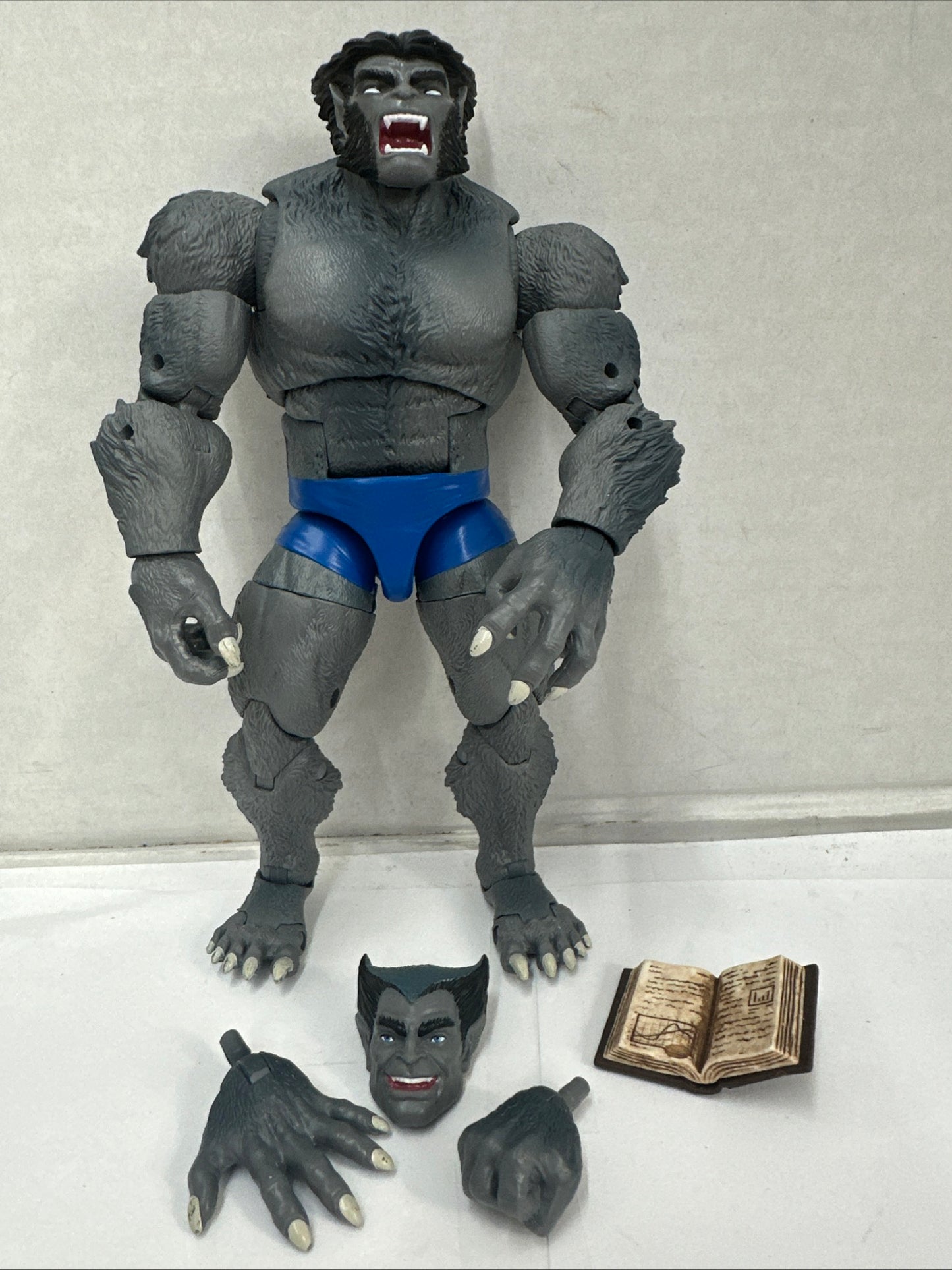 Marvel Legends Retro Grey Beast 6" Figure 2 Heads 4 Hands X-Men Incomplete