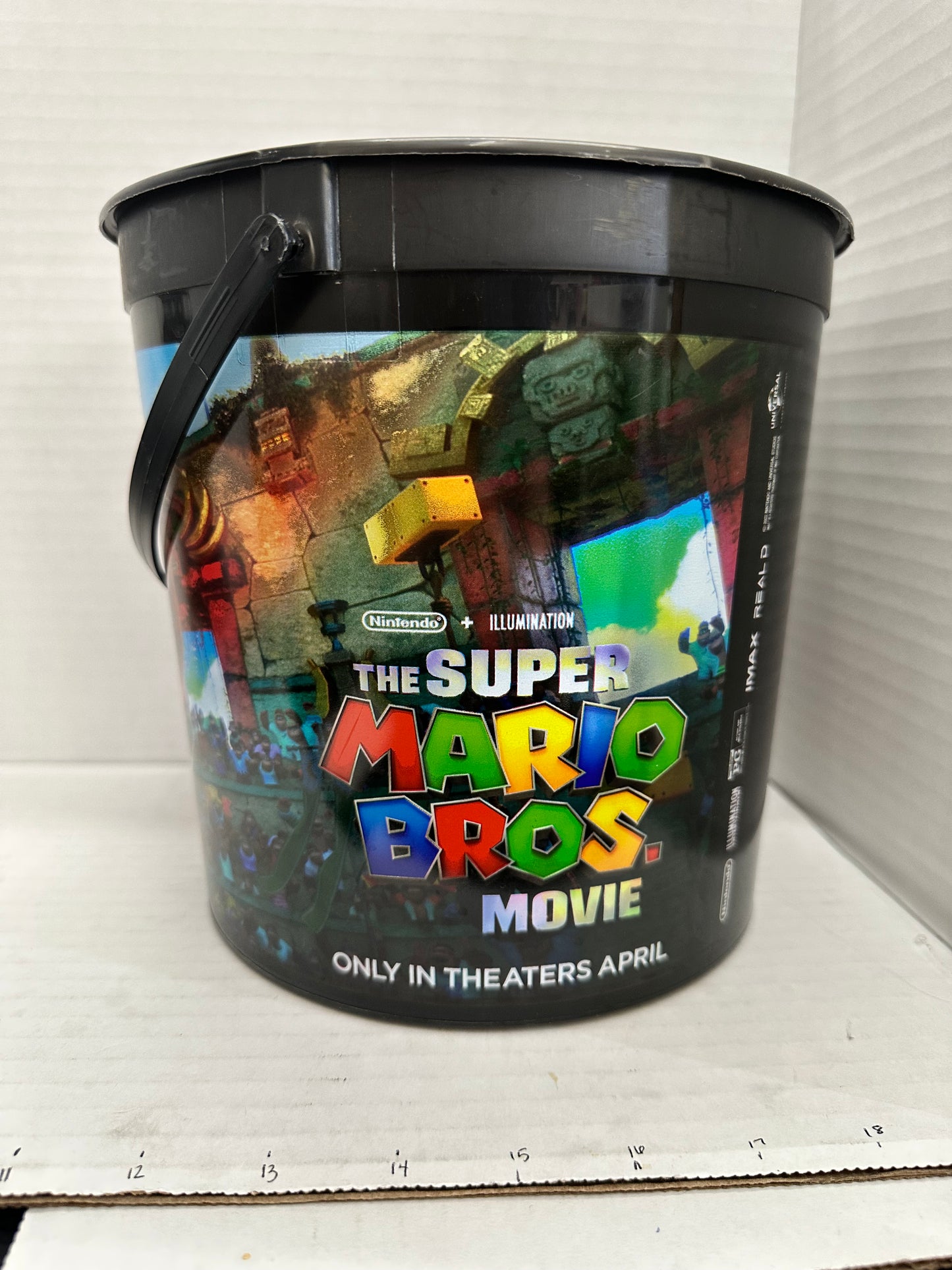 Super Mario Bros Movie Popcorn Tin Bucket Zinc Plastic Multicolor