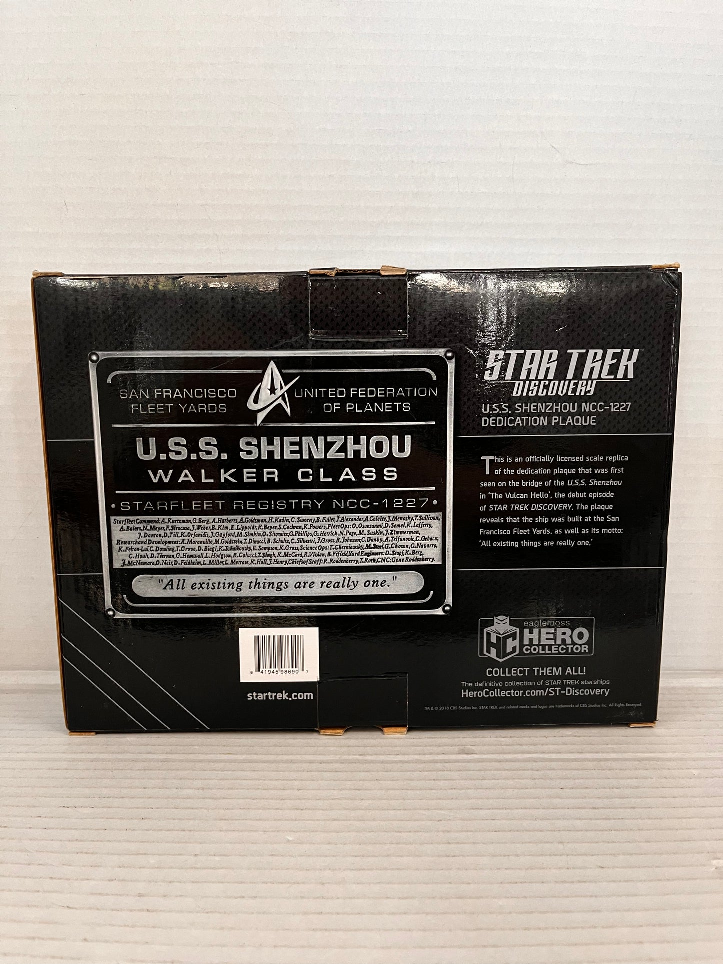 Eaglemoss: Start Trek Discovery Dedication Plaque - USS Shenzhou NCC-1227 *Mint*