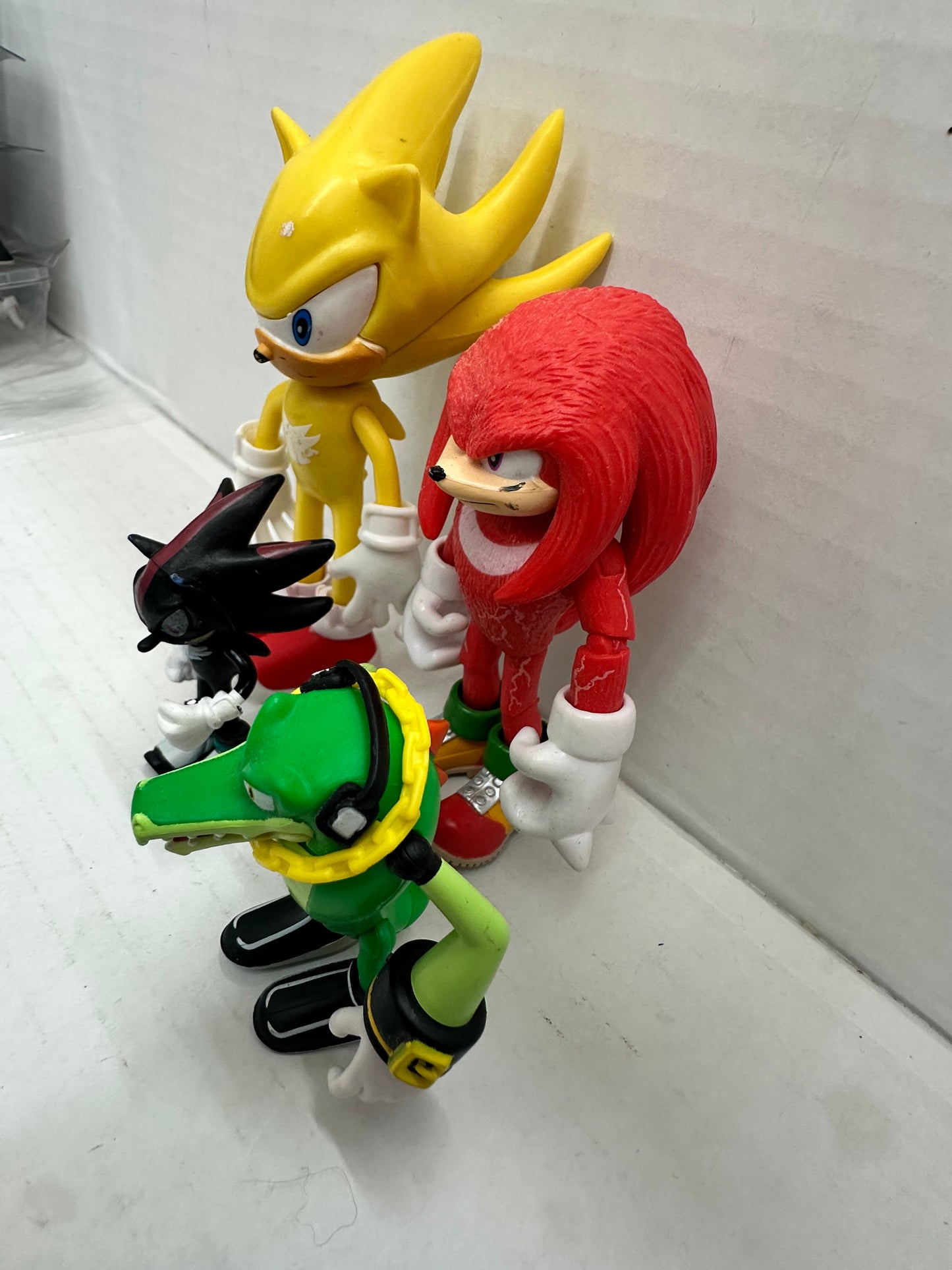 Sega Sonic The Hedgehog Figures, Lot of 4, Knuckles, Super Sonic, Etc