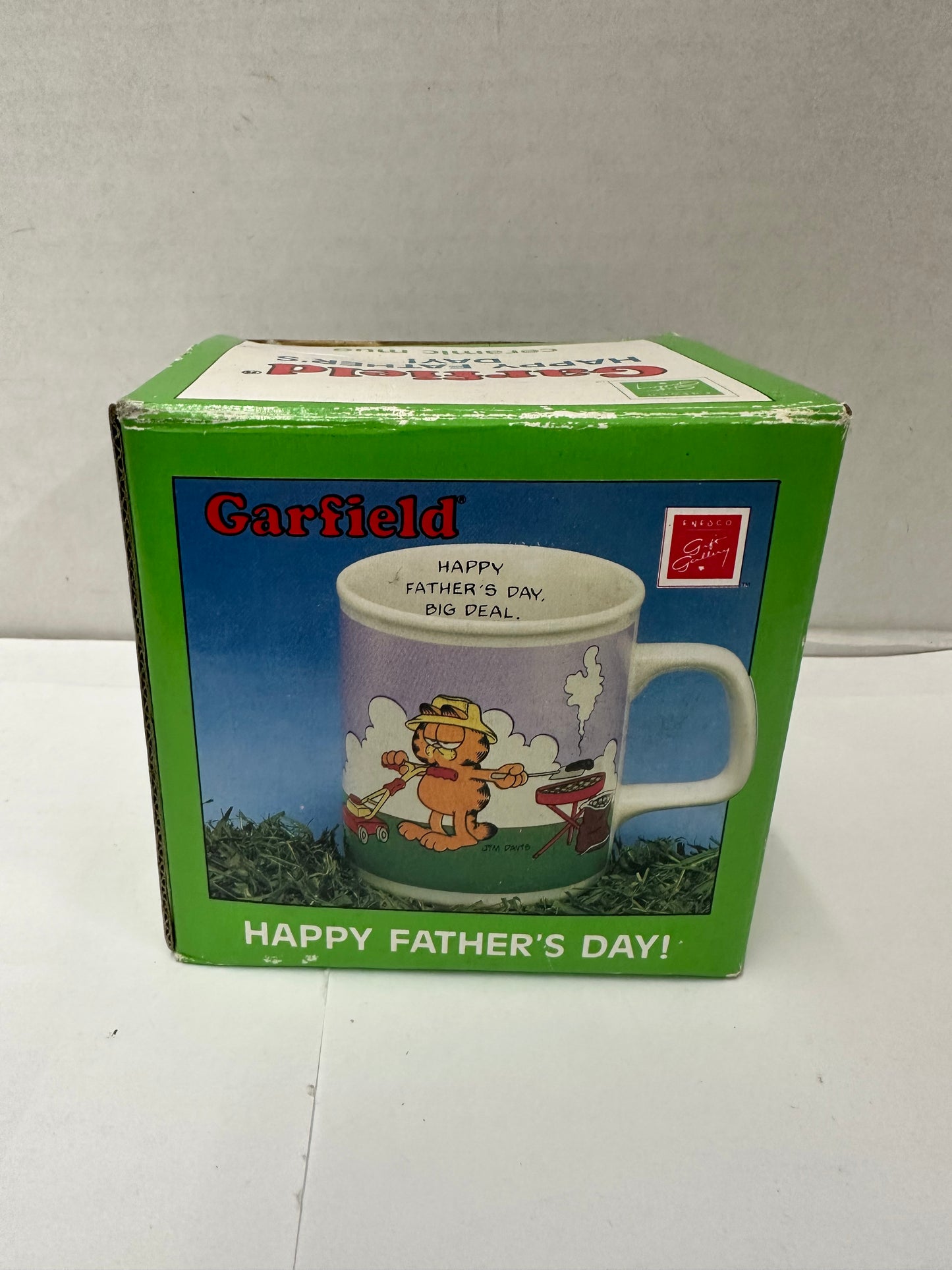 Vintage Garfield Happy Father's Day Mug 1978 Enesco Jim Davis BBQ Lawn Mower