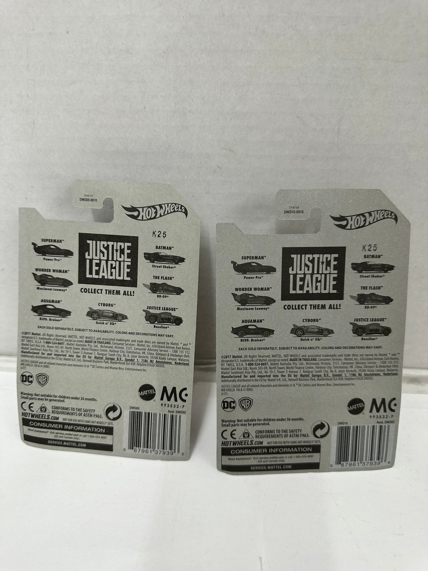 2017 MATTEL Hot Wheels DC Comics Justice League Complete Set Of 7 Cars